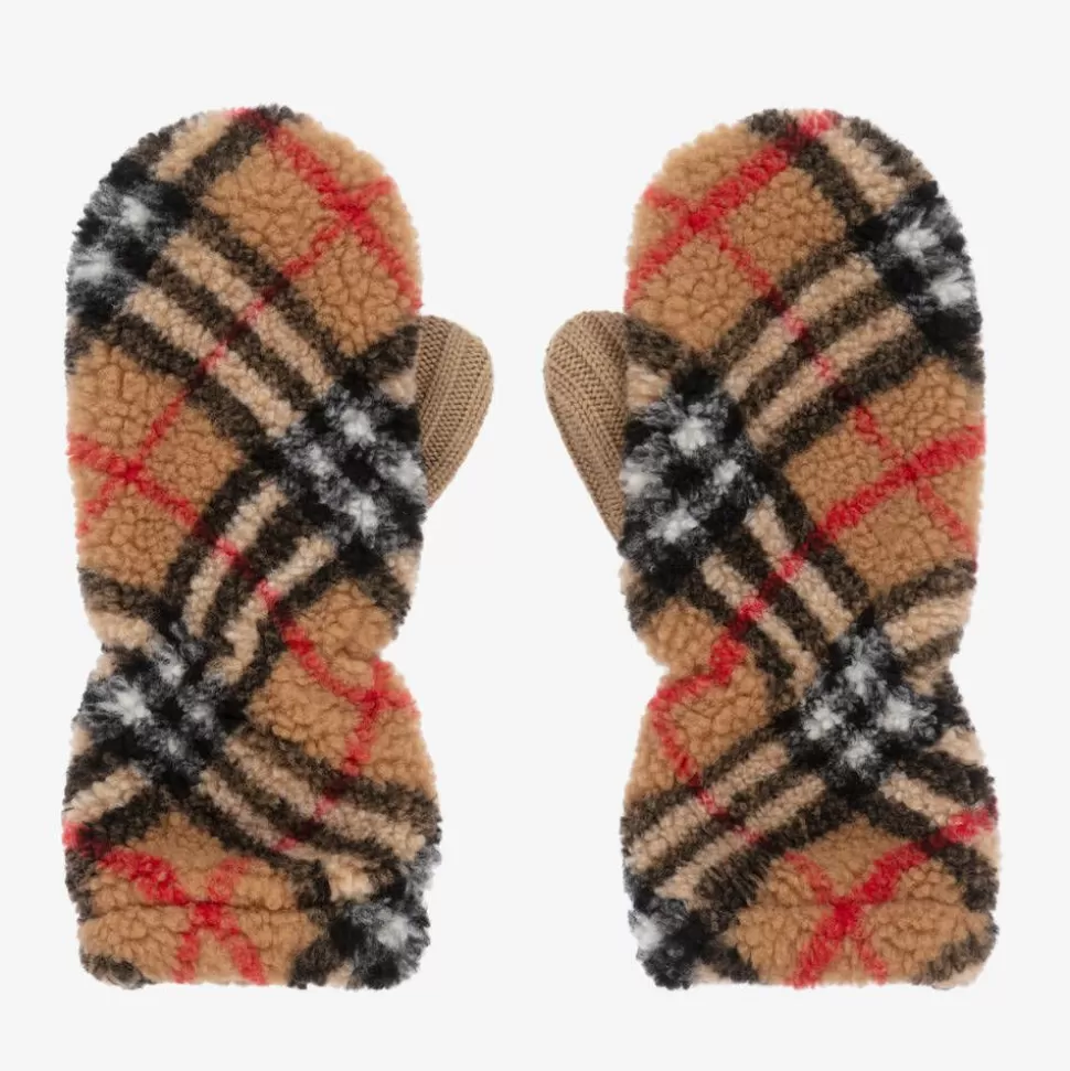 Burberry Archive Beige Wool Vintage Check Mittens^BOY Gloves & Mittens | Gloves & Mittens