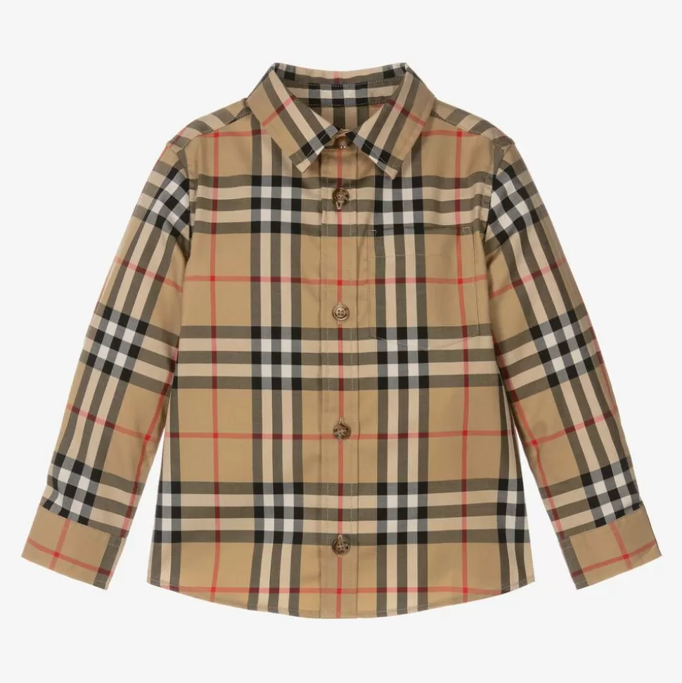 Burberry Baby Boys Beige Vintage Check Cotton Shirt^ Tops