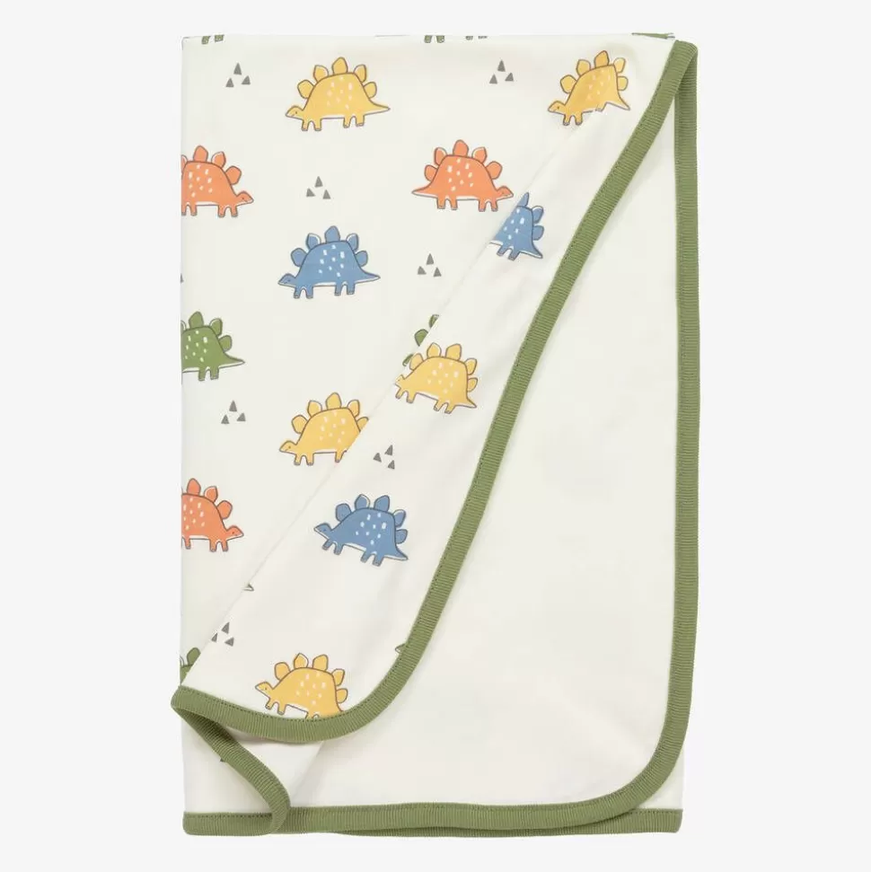 Kissy Love Baby Boys Ivory Cotton Dino Traffic Blanket (73cm)^ Gifts