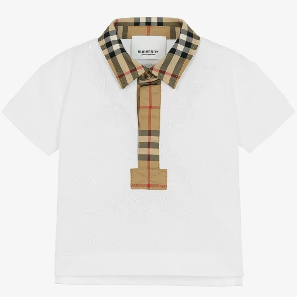 Burberry Baby Boys White Vintage Check Polo Shirt^ Tops
