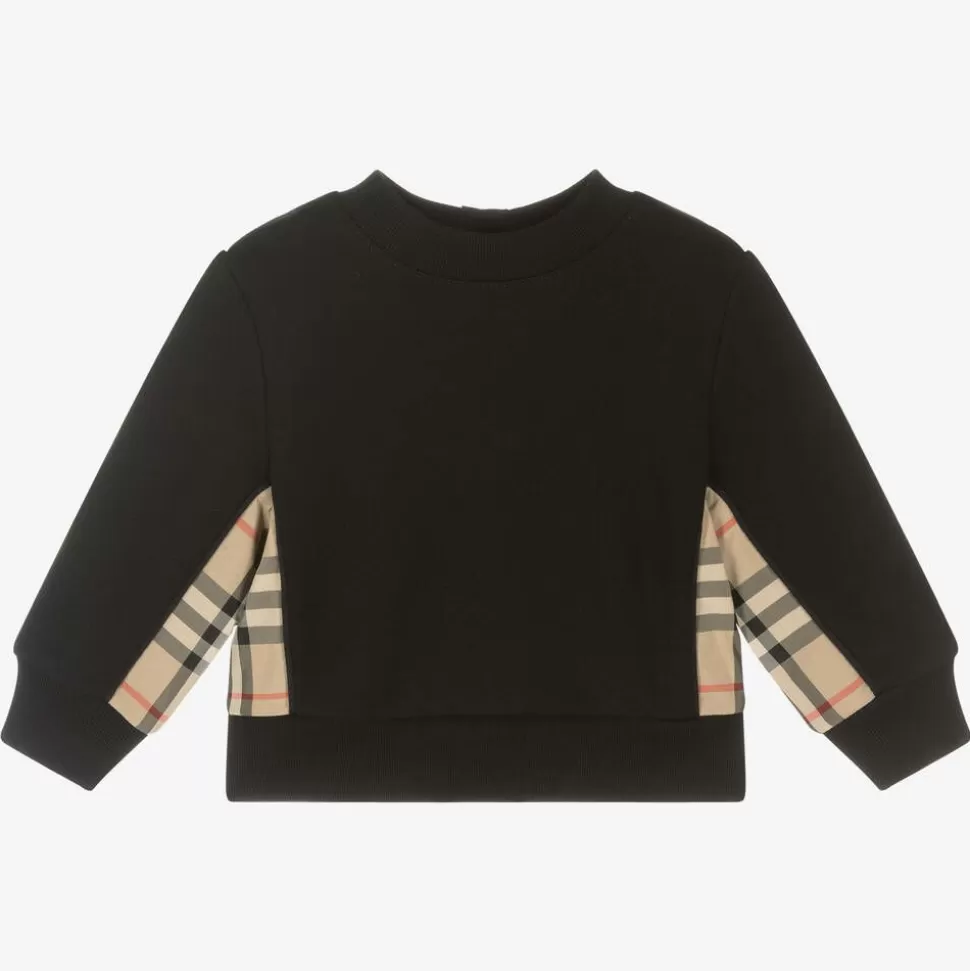Burberry Baby Girls Black Cotton Check Sweatshirt^ Tops