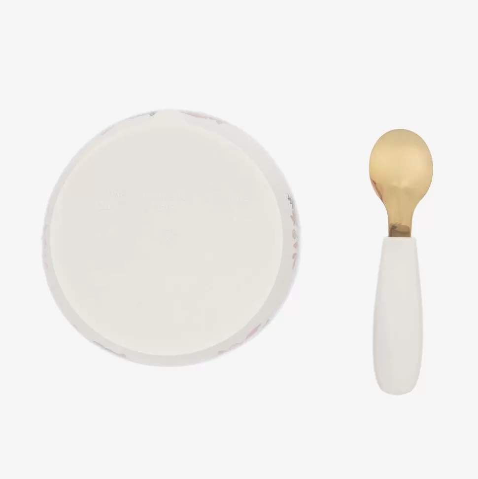 Elodie Baby Girls Ivory Floral Feeding Bowl & Spoon Set^ Lunch Accessories