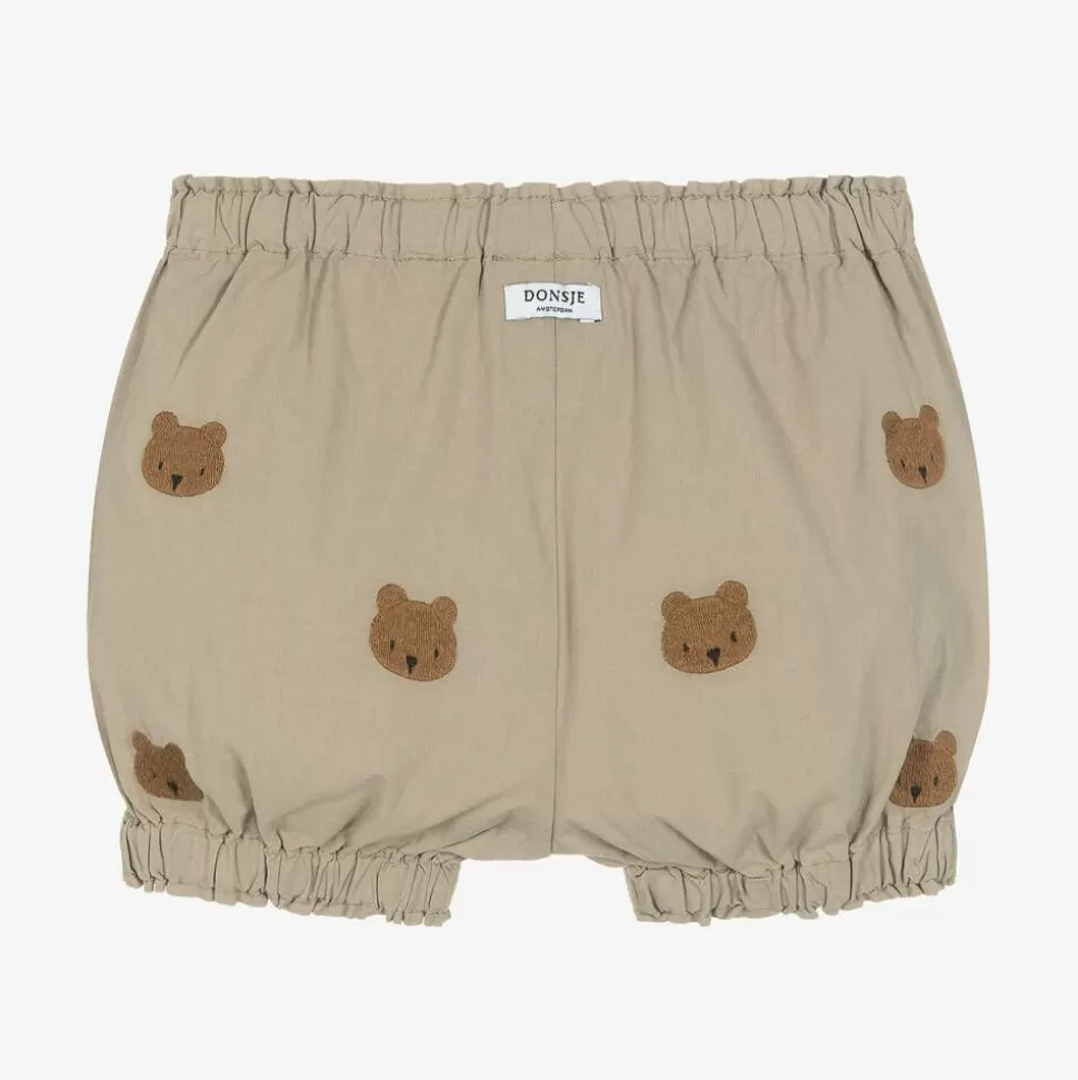 Donsje Beige Embroidered Cotton Teddy Bear Shorts^BOY Shorts | Shorts