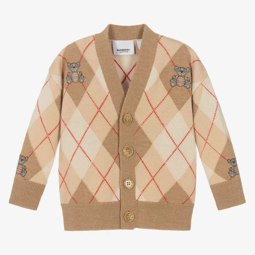 Burberry Beige Merino Wool Knit Baby Cardigan^ Tops