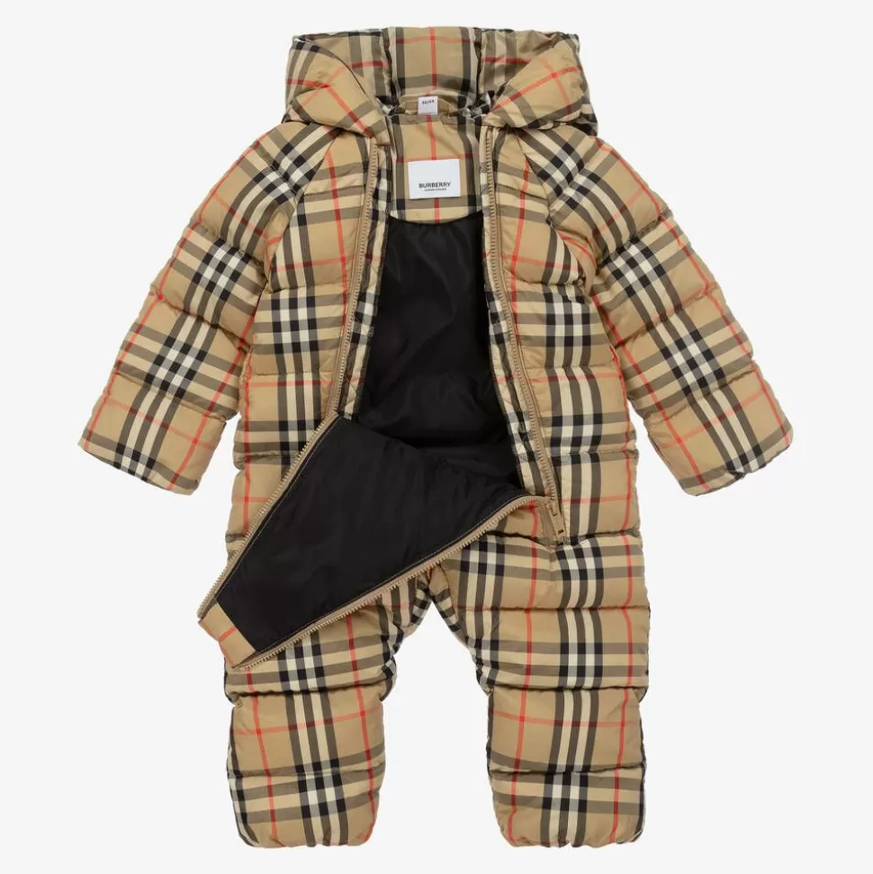 Burberry Beige Vintage Check Down Baby Snowsuit^BOY Snowwear | Snowwear