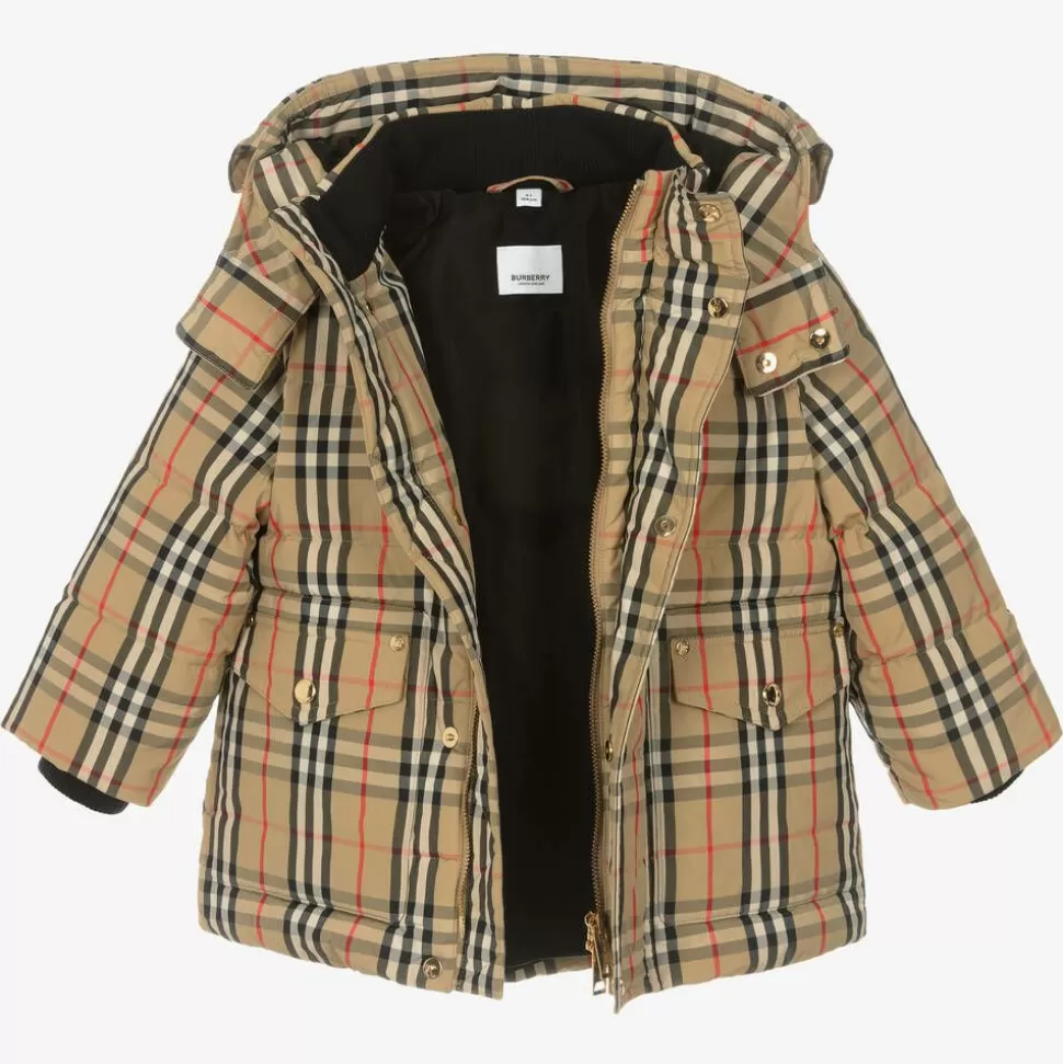 Burberry Beige Vintage Check Down Coat^BOY Coats & Jackets | Coats & Jackets