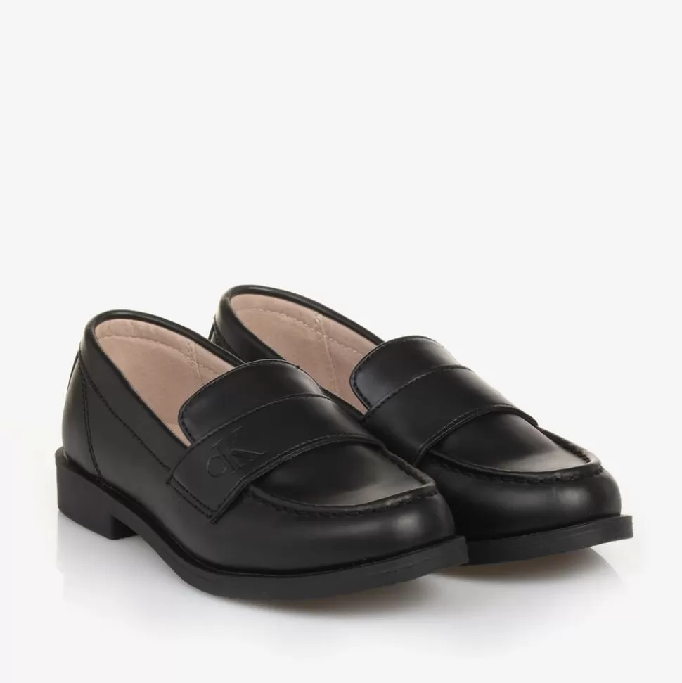 Calvin Klein Black Faux Leather Loafers^BOY Loafers & Moccasins | Loafers & Moccasins