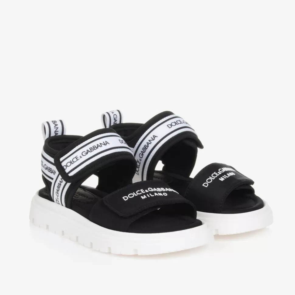 Dolce amp; Gabbana Black Velcro Sandals^BOY Sandals | Sandals