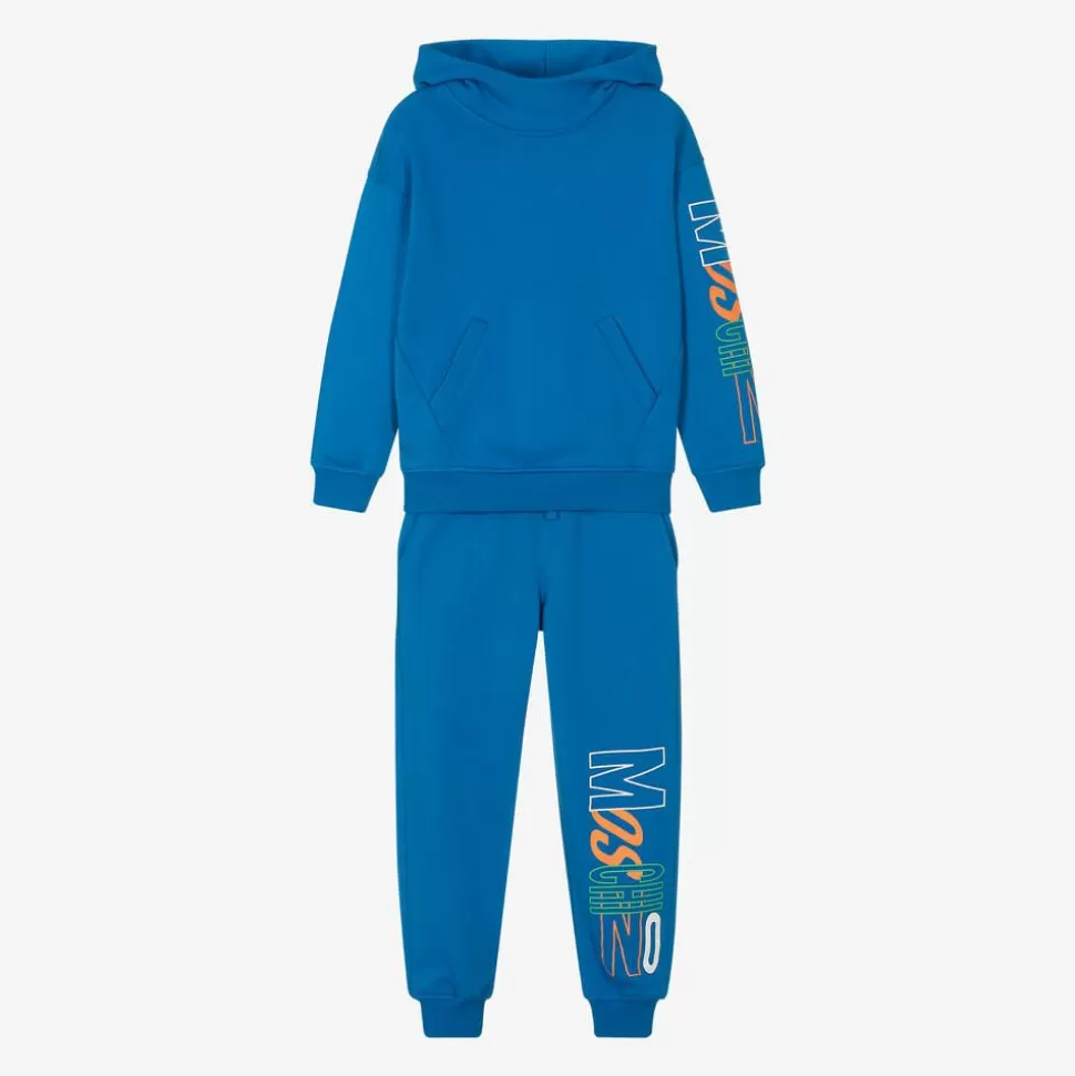 Moschino Kid-Teen Blue Cotton Logo Print Tracksuit^ Tracksuits