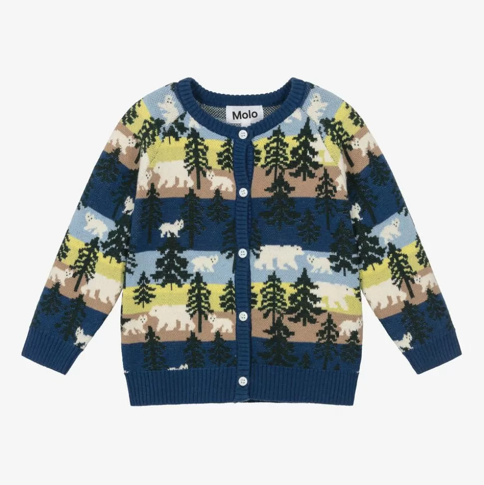 Molo Blue Stripe Forest Cotton & Wool Cardigan^BOY Tops