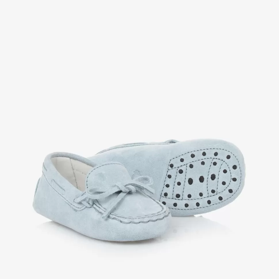 Tods Blue Suede Leather Pre-Walker Moccasins^ Pre Walkers | Pre Walkers