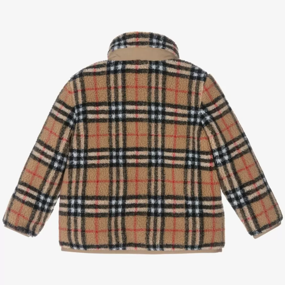 Burberry Boys Beige Vintage Check Fleece Jacket^BOY Coats & Jackets