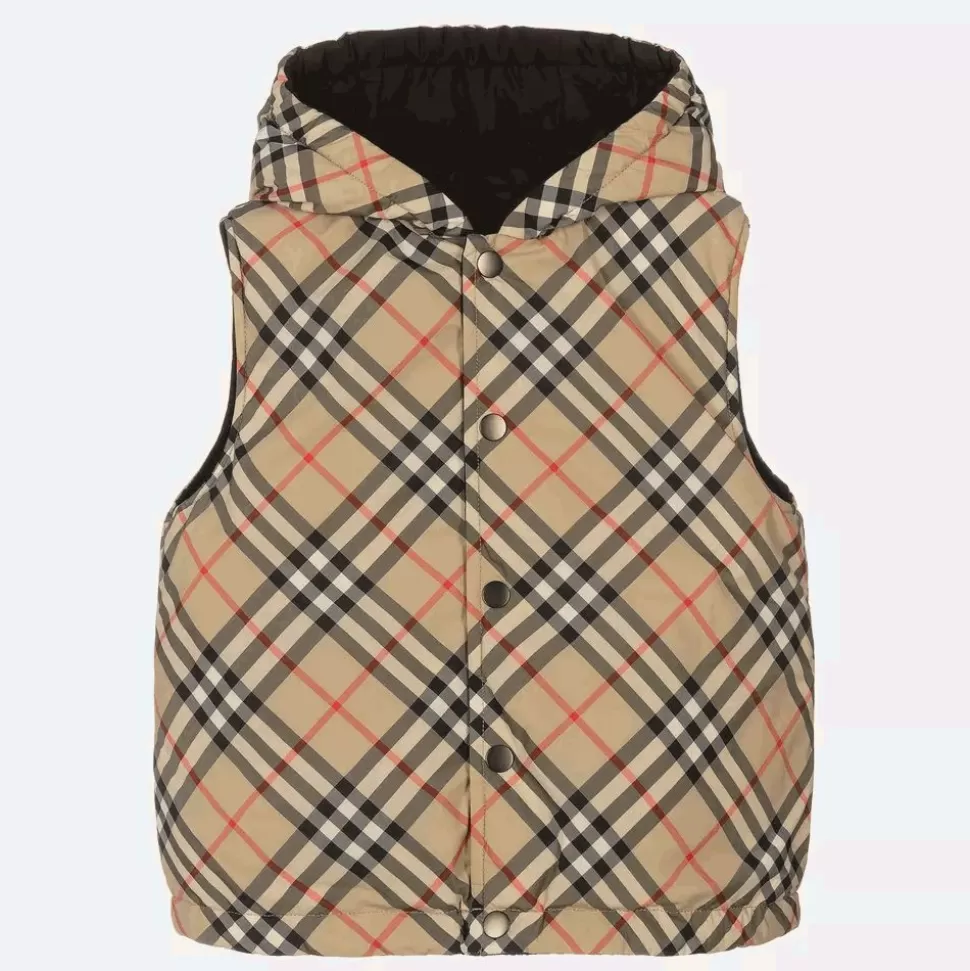 Burberry Boys Beige Vintage Check Reversible Gilet^BOY Coats & Jackets