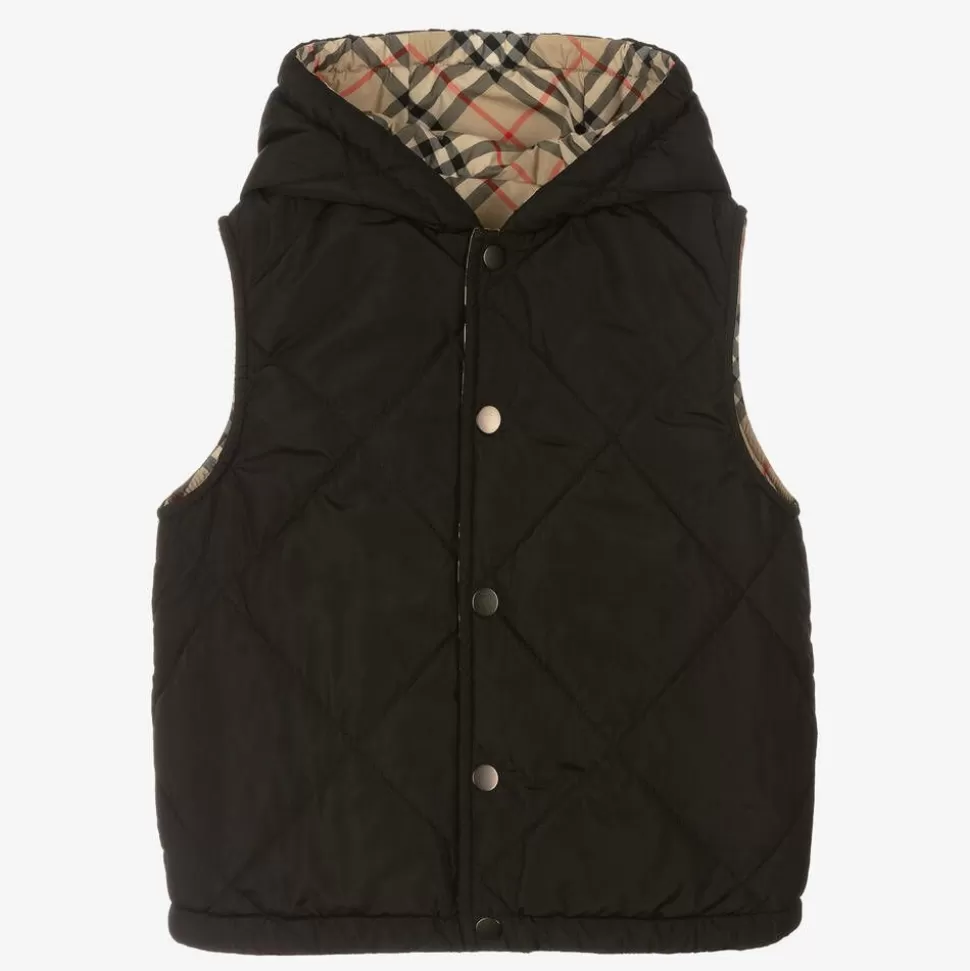 Burberry Boys Beige Vintage Check Reversible Gilet^BOY Coats & Jackets