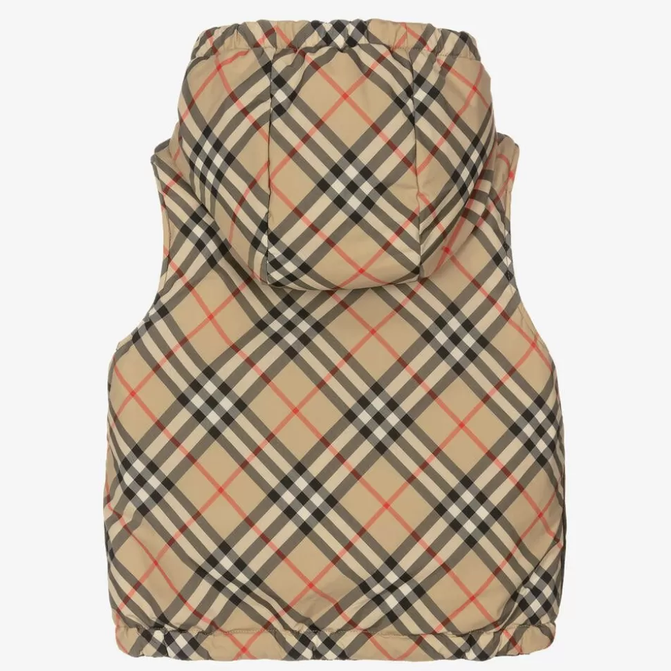 Burberry Boys Beige Vintage Check Reversible Gilet^BOY Coats & Jackets