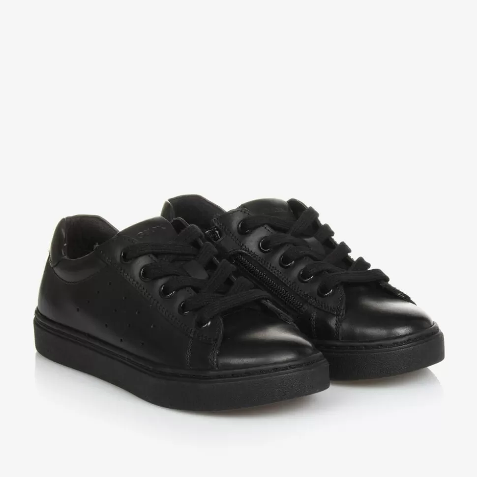 Geox Boys Black Leather Trainers^ School Shoes
