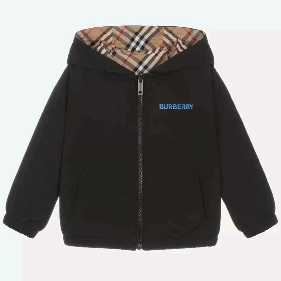 Burberry Boys Black Reversible Vintage Check Jacket^BOY Coats & Jackets