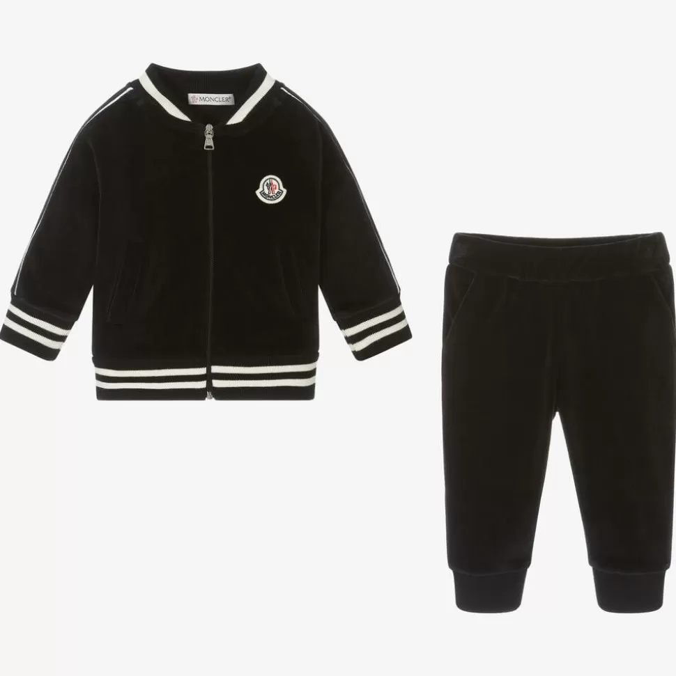 Moncler Enfant Boys Black Velour Tracksuit^BOY Tracksuits | Tracksuits