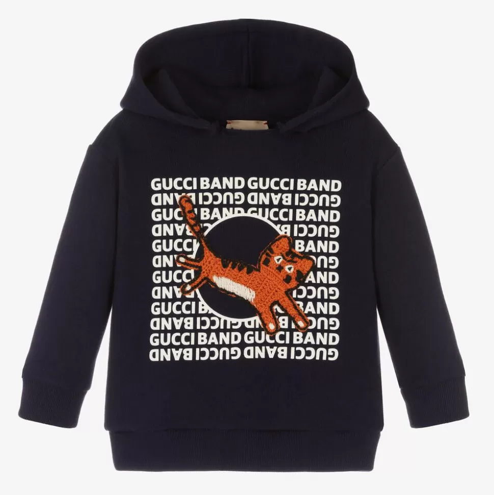 Gucci Boys Blue Cat Logo Hoodie^ Tops