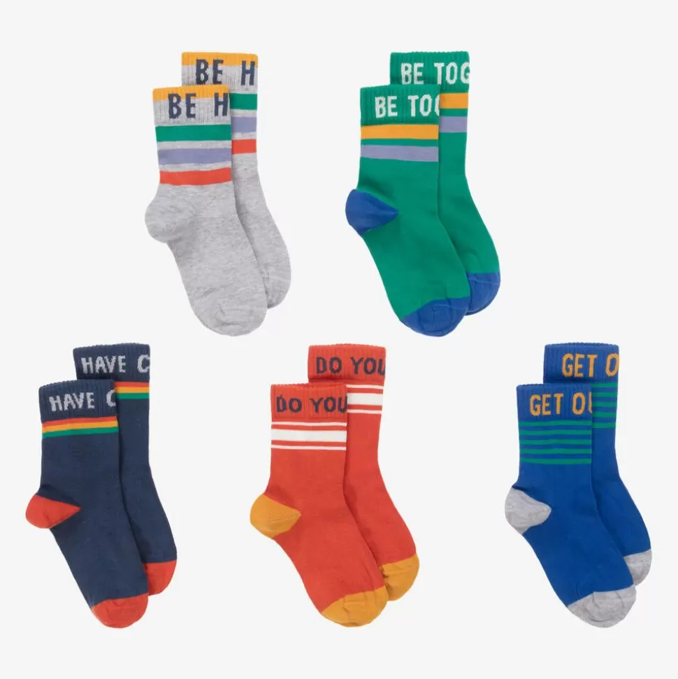 Frugi Boys Blue Cotton Knit Socks (5 Pack)^BOY Socks