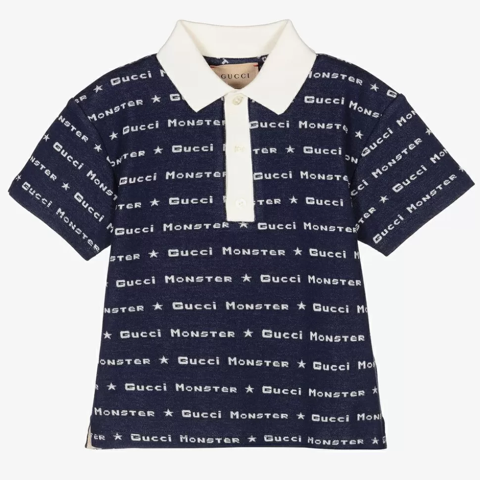 Gucci Boys Blue Cotton Polo Shirt^ Tops