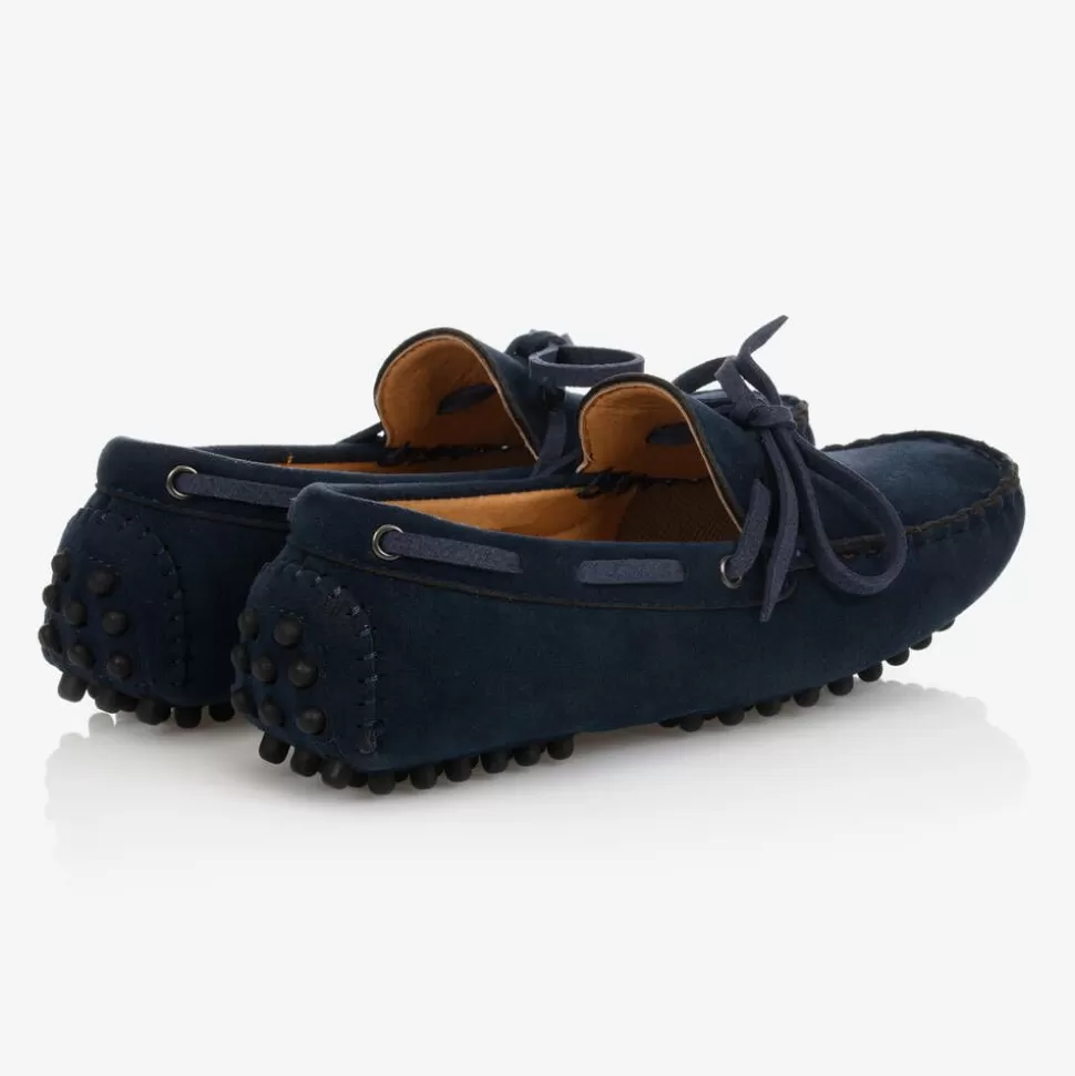 Romano Boys Blue Faux Suede Moccasins^BOY Loafers & Moccasins | Loafers & Moccasins