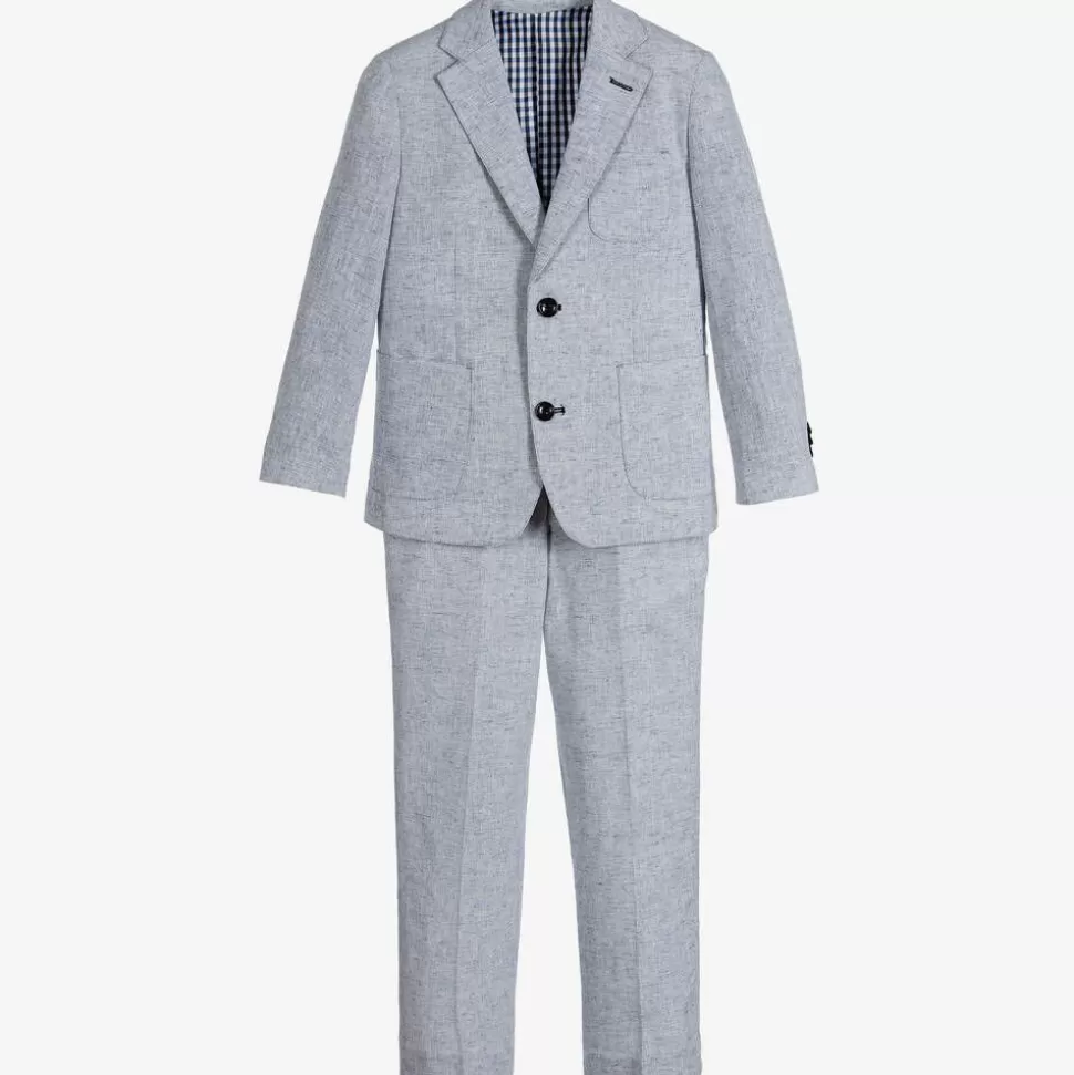 Romano Boys Blue Linen & Cotton Suit^BOY Suits