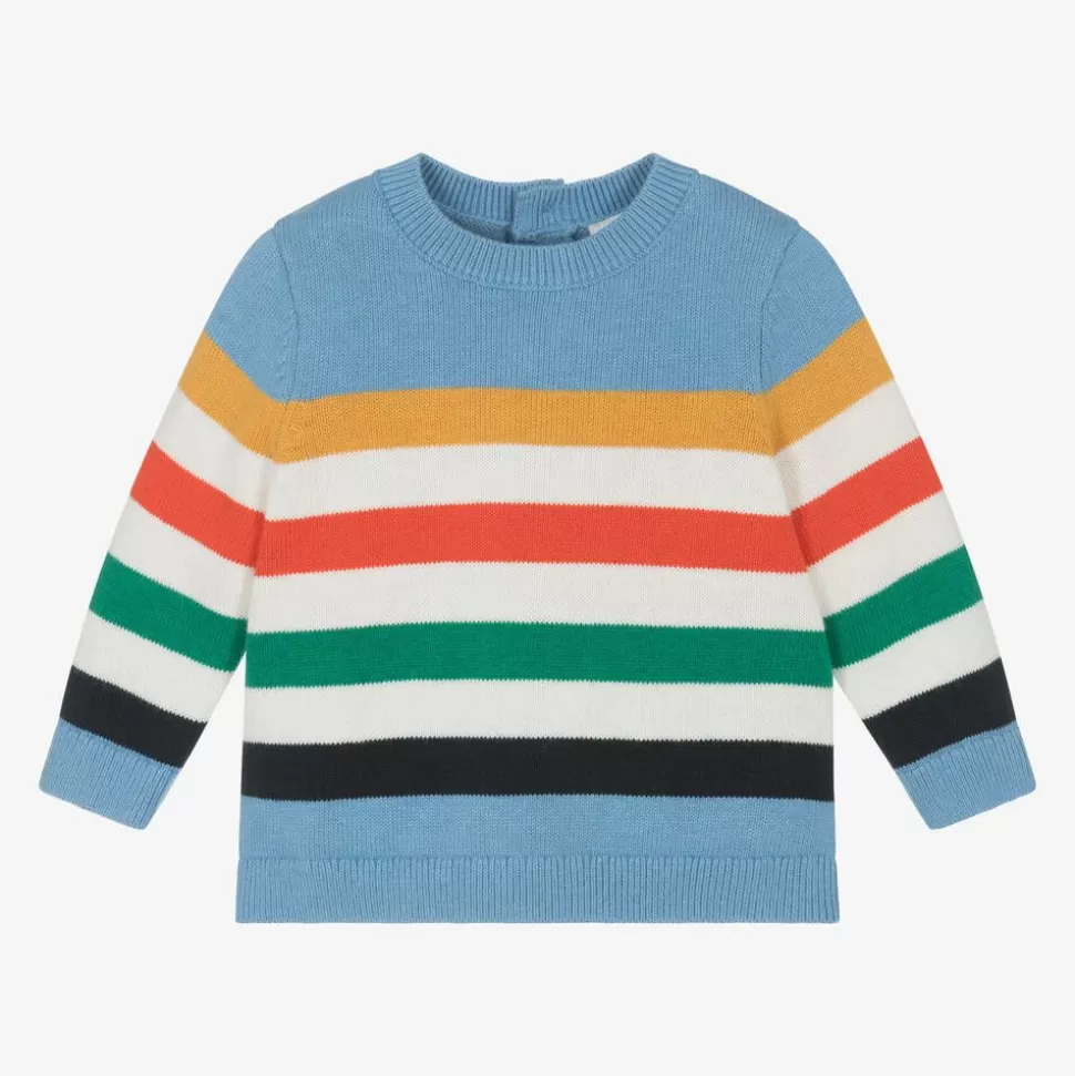 Carrément Beau Boys Blue Striped Cotton Jumper^BOY Tops