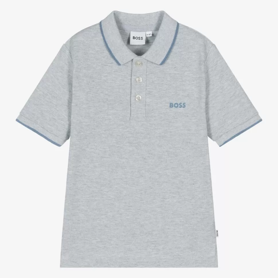 BOSS Boys Grey Cotton Polo Shirt^BOY Tops