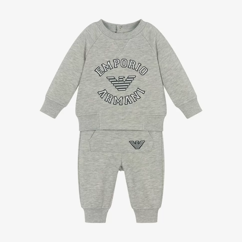 Emporio Armani Boys Grey Marl Cotton Tracksuit^ Tracksuits