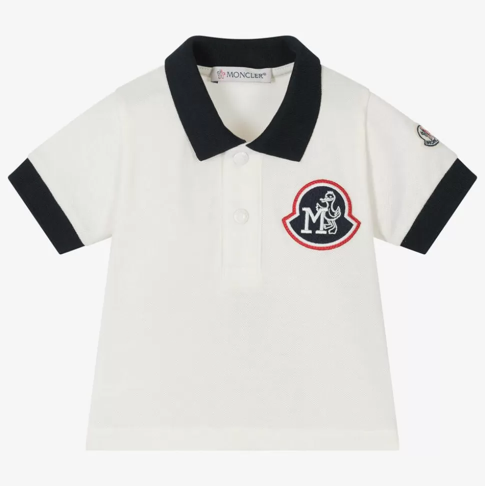 Moncler Enfant Boys Ivory Cotton Polo Shirt^ Tops