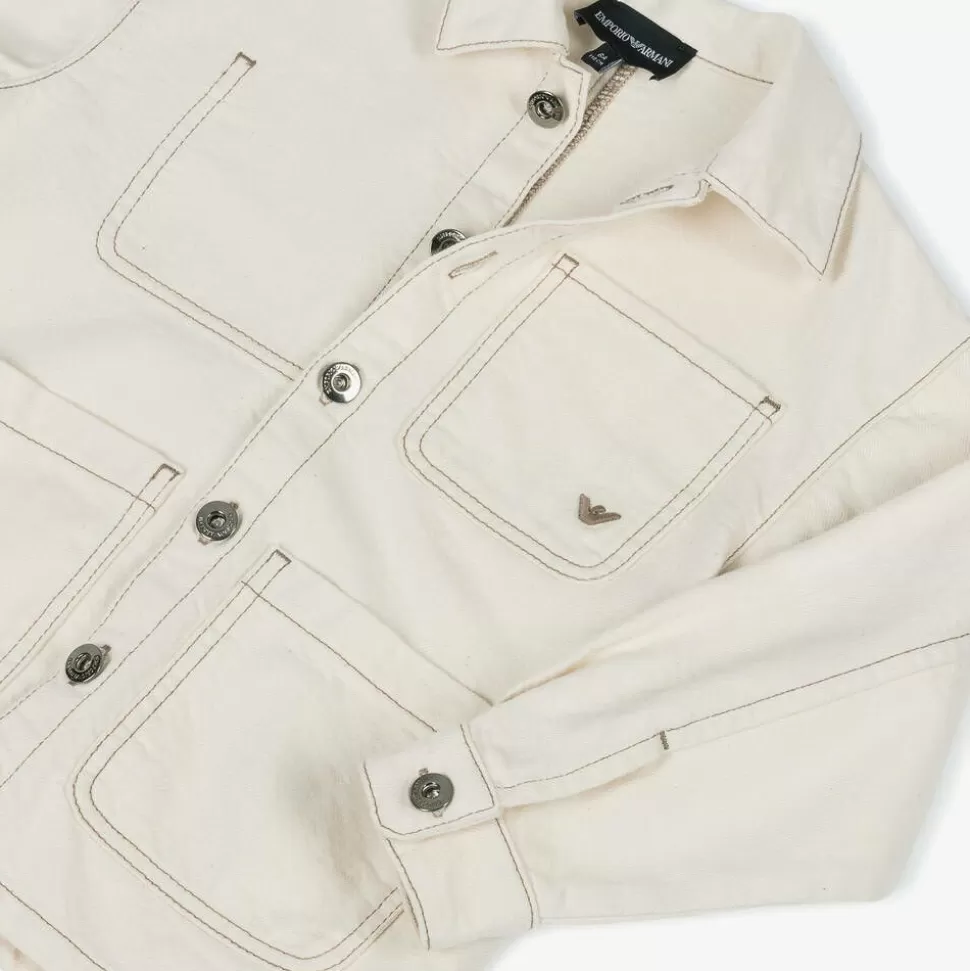 boys_ivory_cotton_twill_jacket_3.webp Emporio Armani Boys Ivory Cotton Twill Jacket^BOY Coats & Jackets