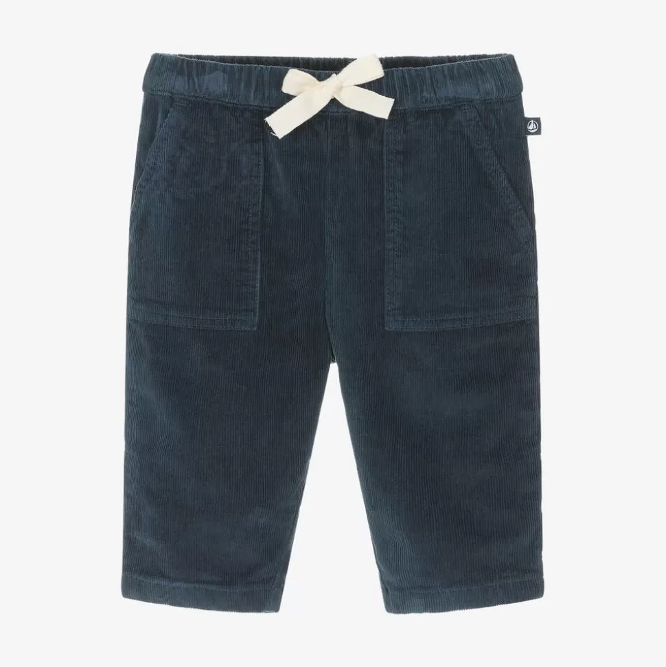 Petit Bateau Boys Navy Blue Cotton Corduroy Trousers^ Trousers