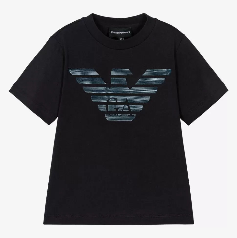 Emporio Armani Boys Navy Blue Cotton Eagle T-Shirt^BOY Tops