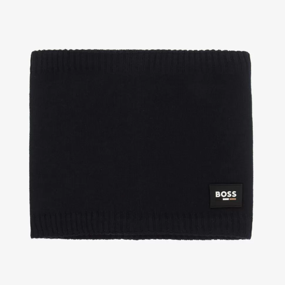 BOSS Boys Navy Blue Knitted Snood^BOY Scarves