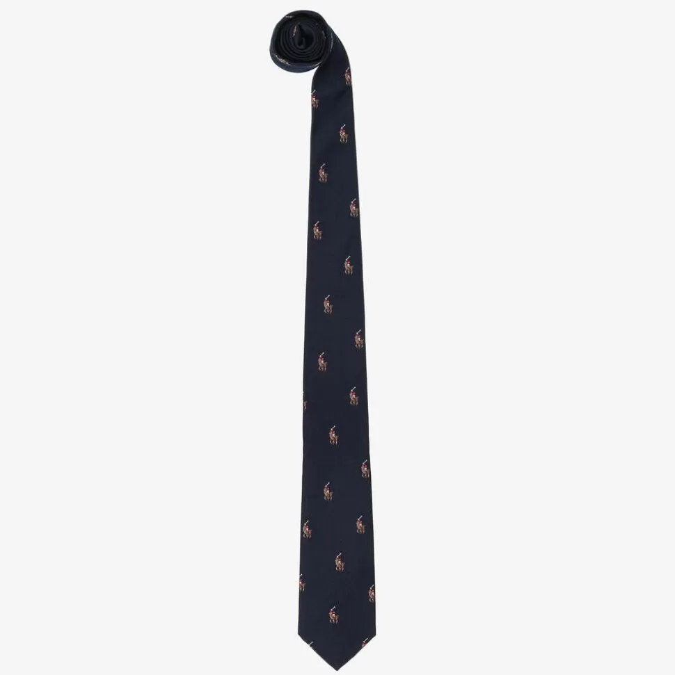 Ralph Lauren Boys Navy Blue Pony Logo Silk Tie^BOY Clothing Accessories