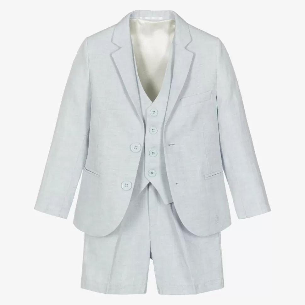 Caramelo Kids Boys Pale Blue Cotton Shorts Suit^BOY Suits