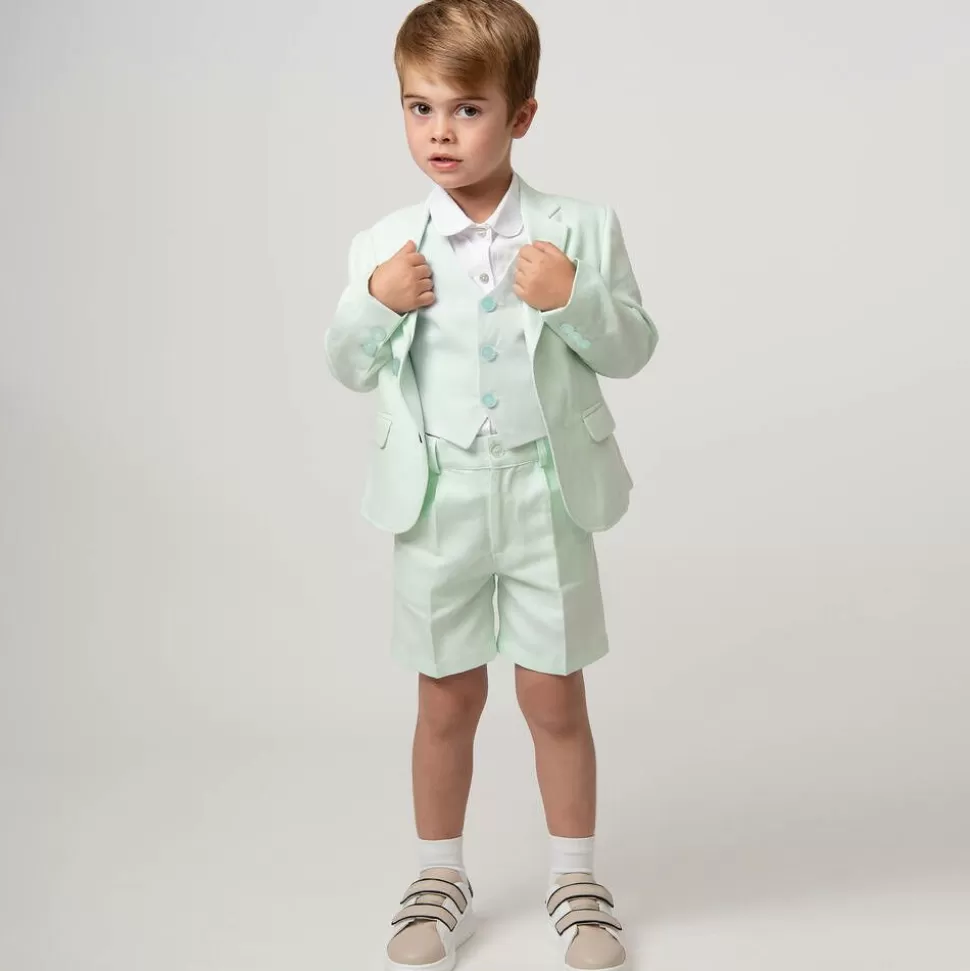 Caramelo Kids Boys Pale Green Linen & Cotton Shorts Suit^BOY Suits