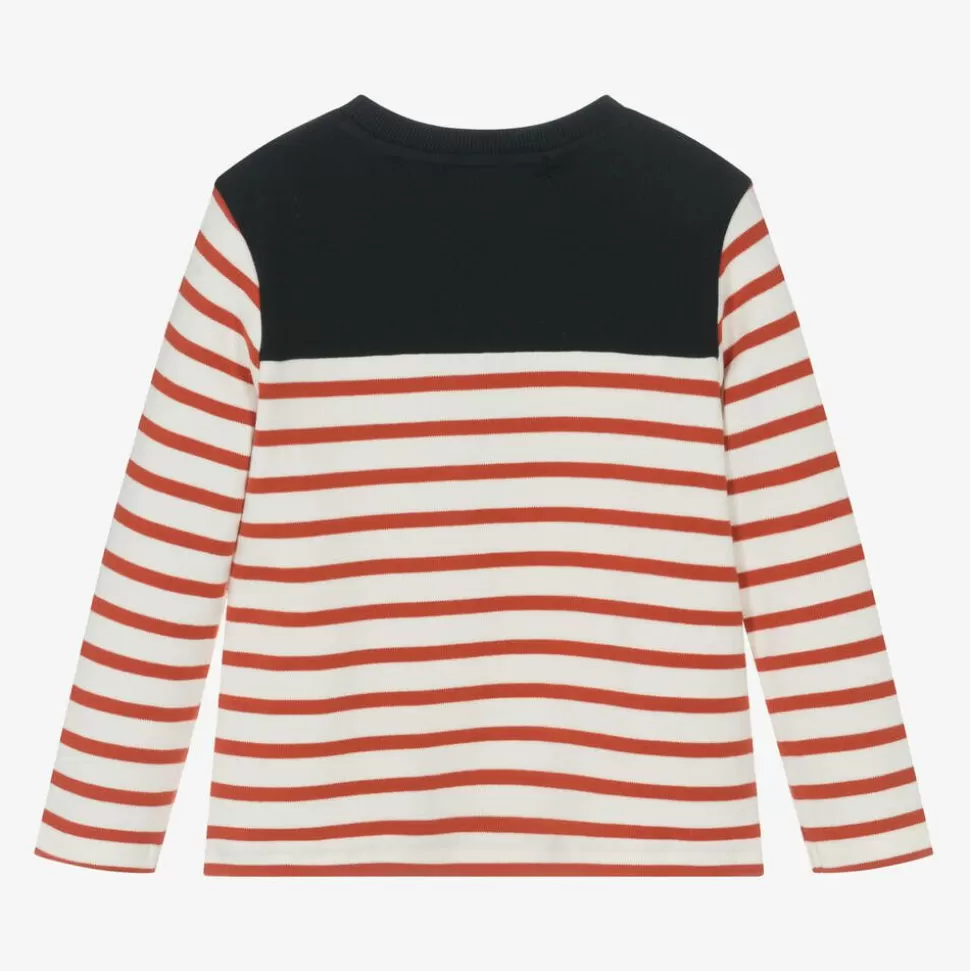 Week-end à la mer Boys Red & Ivory Breton Striped Cotton Top^BOY Tops