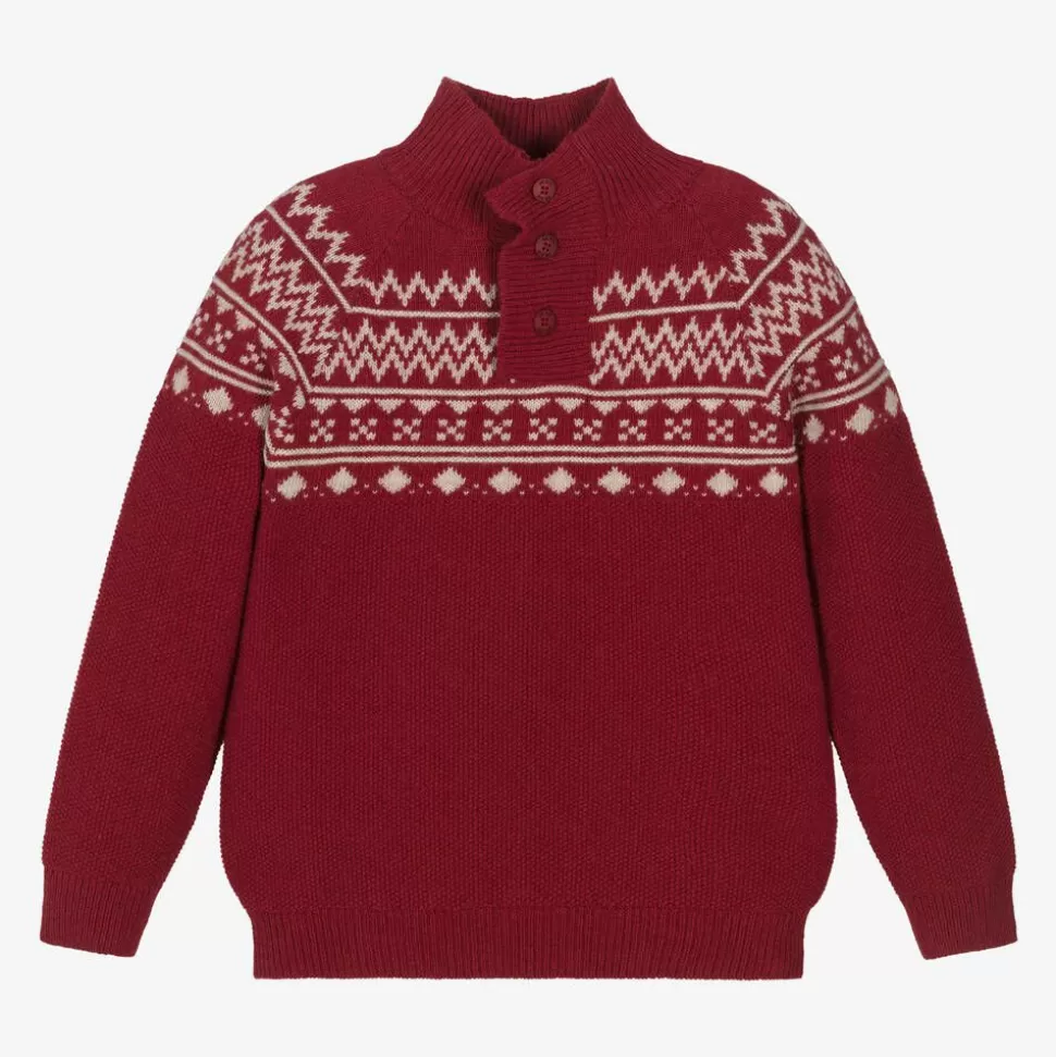 Dr. Kid Boys Red Cotton & Wool Knit Jumper^BOY Tops