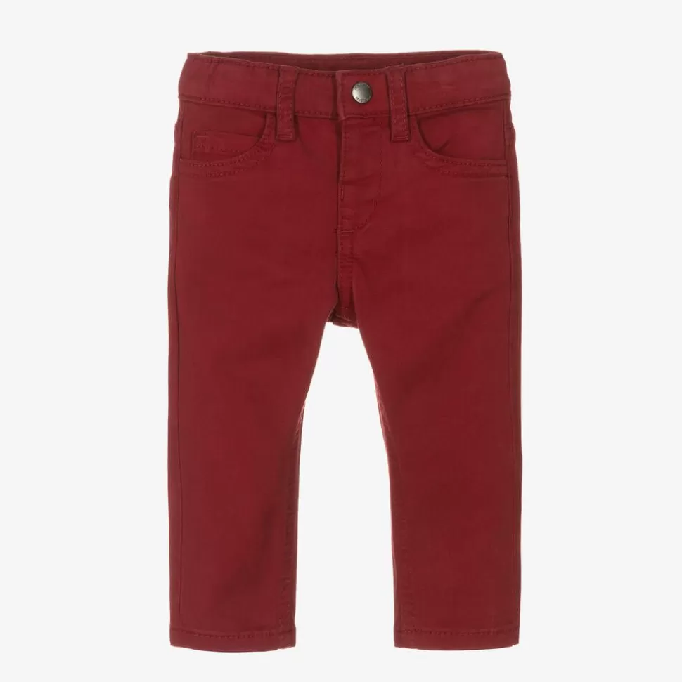 Mayoral Boys Red Slim Fit Cotton Trousers^ Trousers