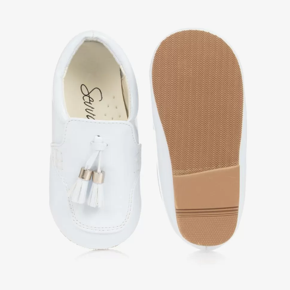 Sevva Boys White Faux Patent Leather Loafers^ First Walkers | First Walkers