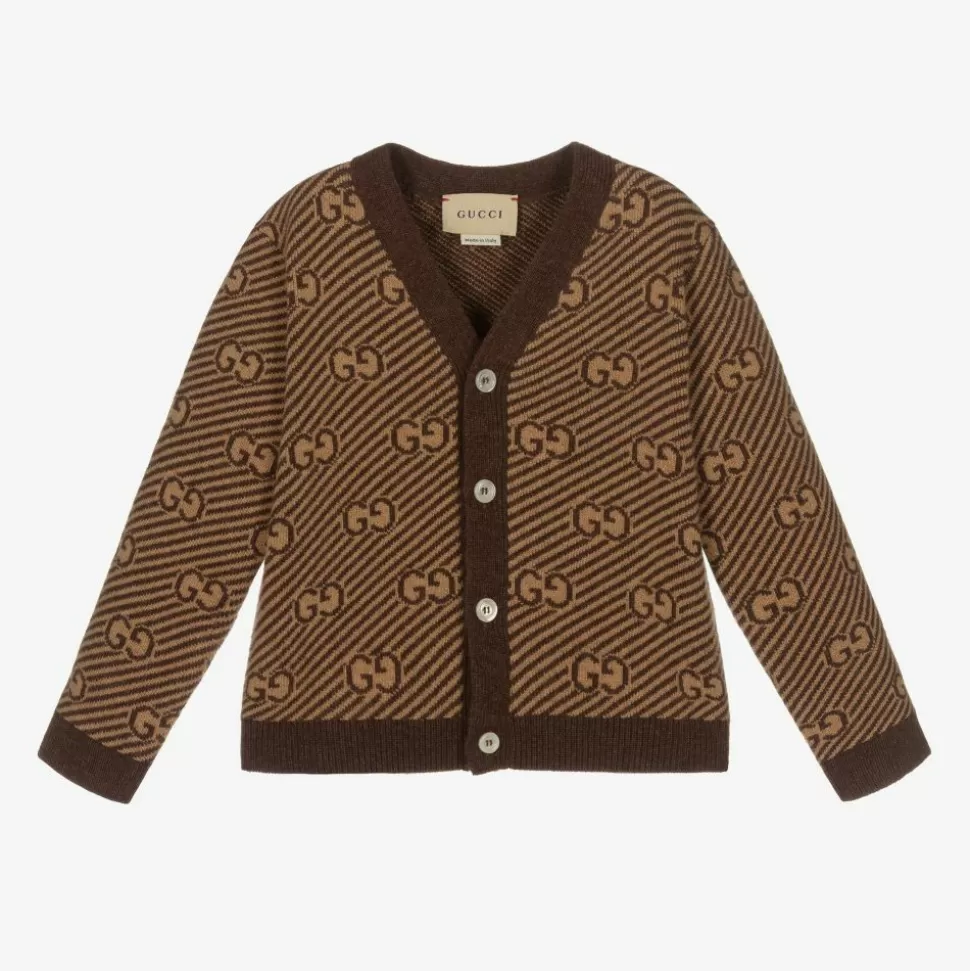 Gucci Brown Wool GG Baby Cardigan^ Tops