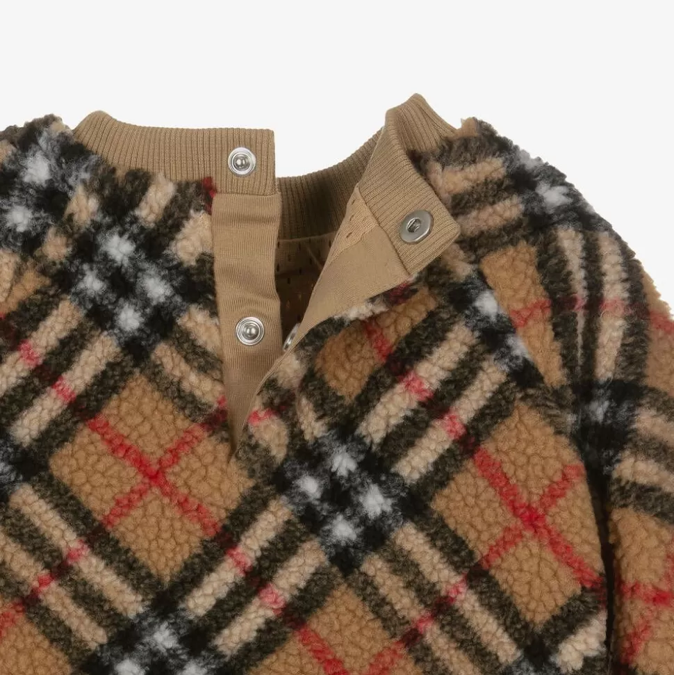 Burberry Girls Beige Vintage Check Fleece Sweatshirt^ Tops