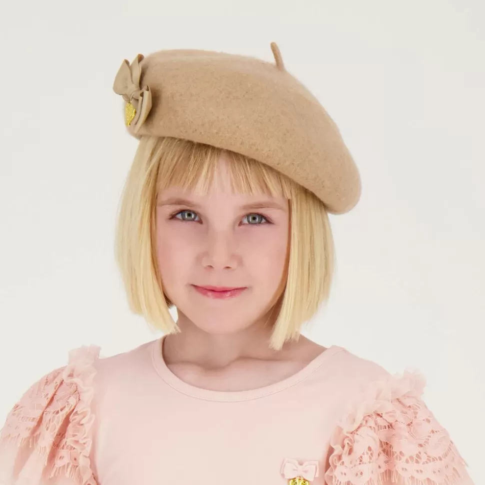 Angels Face Girls Beige Wool Beret^ Hats