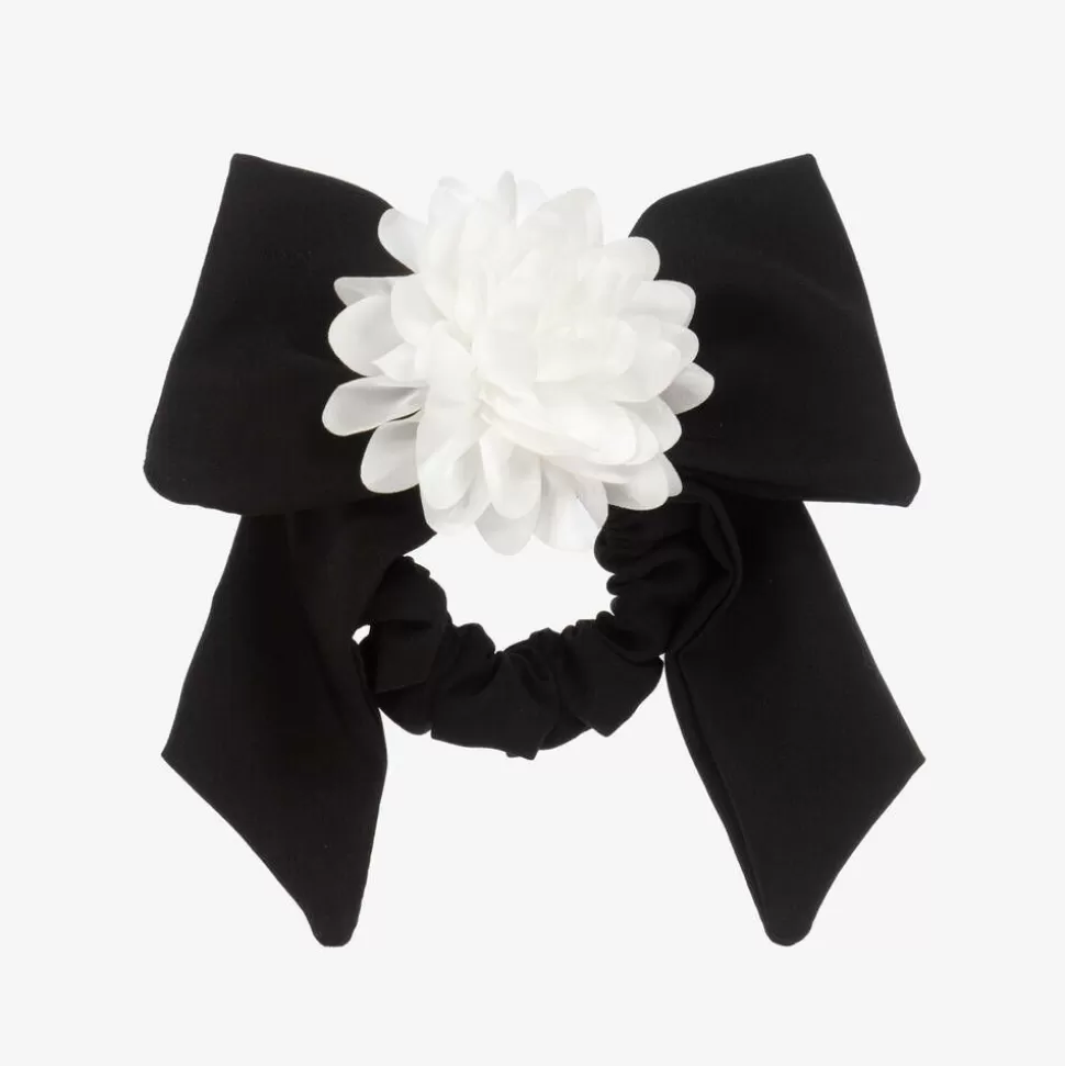 Patachou Girls Black Bow & Flower Hair Elastic^ Hair Accessories