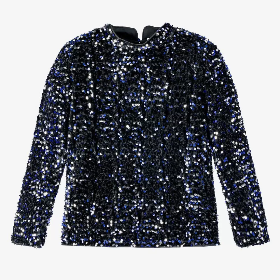 NAME IT Girls Black Velour & Sequin Top^ Tops