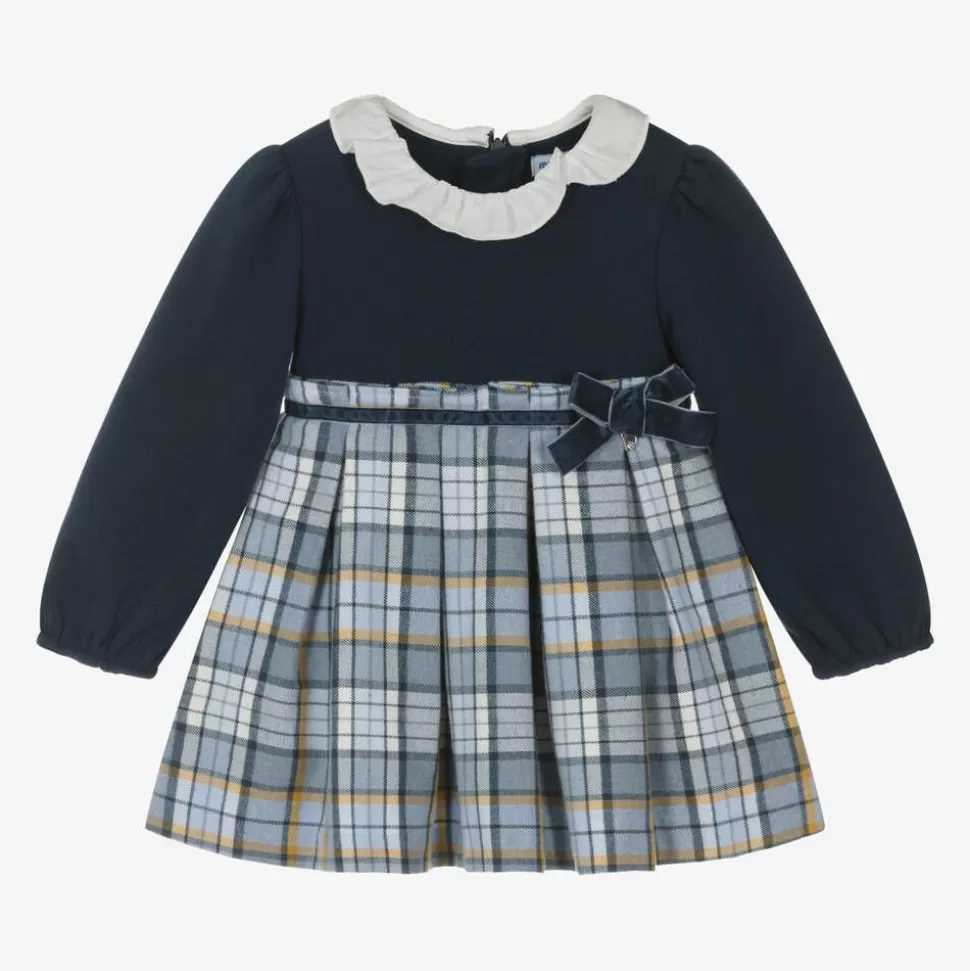 Mayoral Girls Blue Check Dress^ Dresses