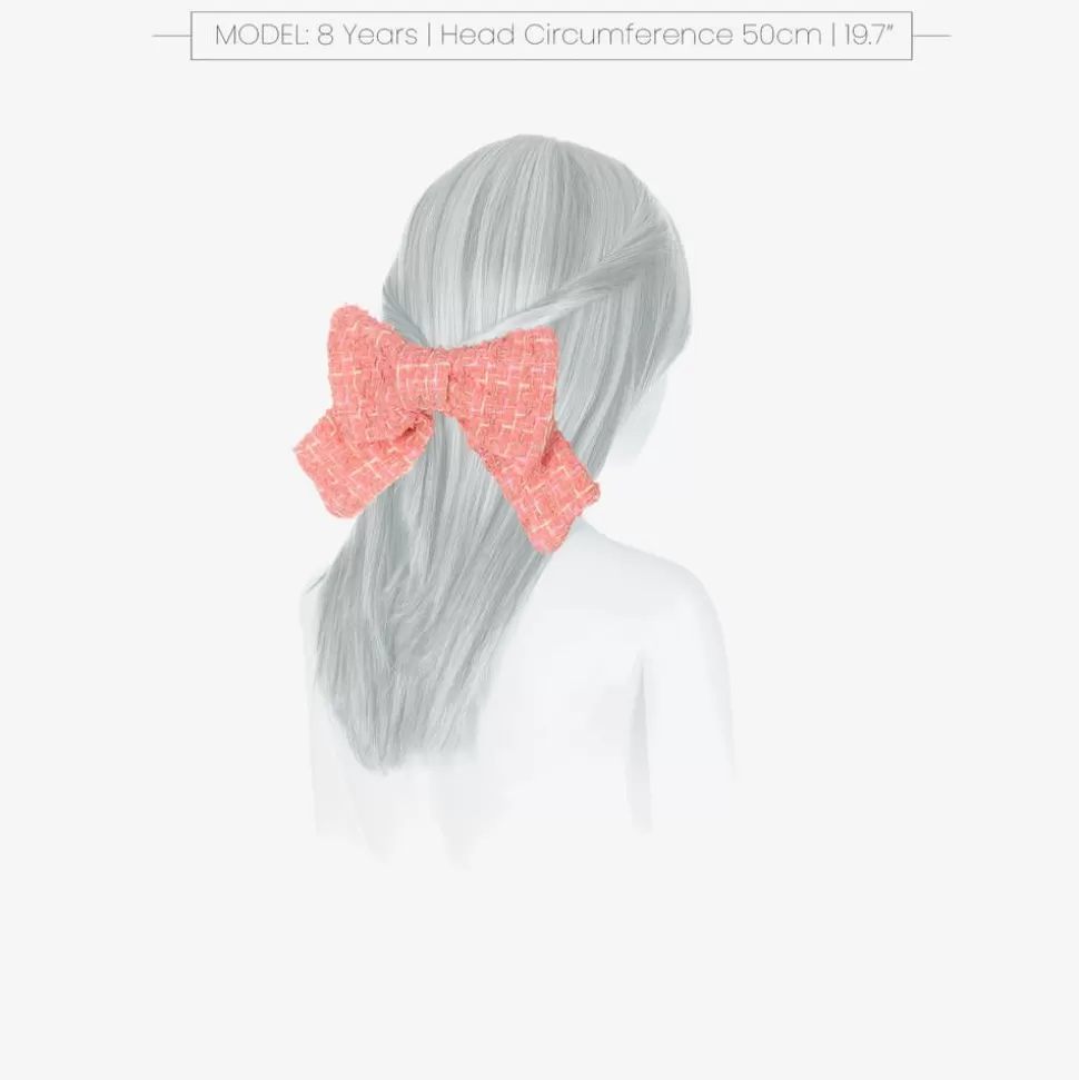 Patachou Girls Coral Pink Tweed Bow Hair Clip (14cm)^ Hair Accessories
