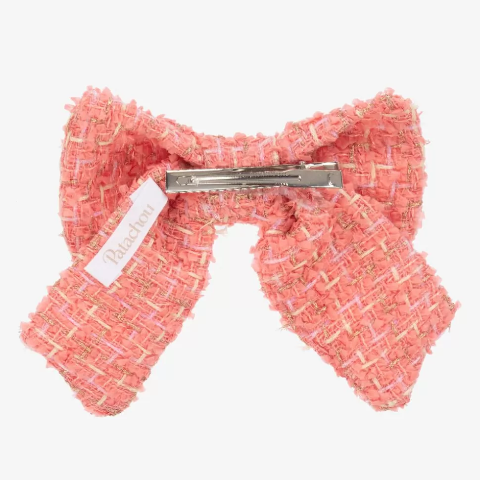 Patachou Girls Coral Pink Tweed Bow Hair Clip (14cm)^ Hair Accessories